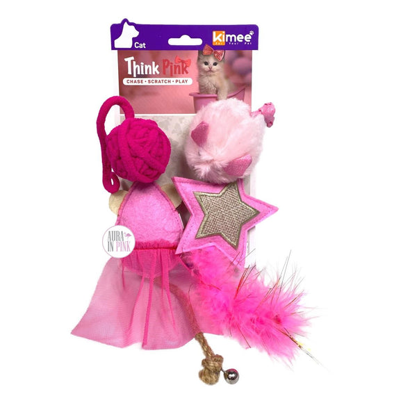 Kimee Think Pink Fancy 4-teiliges Katzenspielzeug-Set