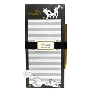 Lady Jayne Cat & Dog Magnetic List Notepads w/Gold Pens Sets