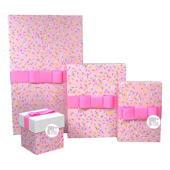 Lady Jayne Sweet Treats Geschenkboxen zur Aufbewahrung in Pastell- und schillerndem Konfetti-Rosa, verschiedene Größen