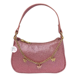 Like Dreams Handtasche für Kinder, Glitzer, rosa, mit goldener Kette und Schmetterlingen