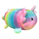 Linzy Toys Smoochy Pals Superweiches Plüsch-Axolotl, groß, silber gesprenkelt, pastellfarben, Regenbogen