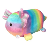 Linzy Toys Smoochy Pals Superweiches Plüsch-Axolotl, groß, silber gesprenkelt, pastellfarben, Regenbogen