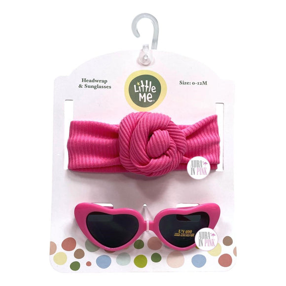 Little Me Infant Fashionista Set mit Sonnenbrille und Kopftuch mit Herzmotiv, Rosa