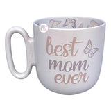 Market Finds Keramik-Kaffeetasse mit geprägtem Motiv „Best Mom Ever“ in Pastellfarben mit Schmetterlingen