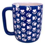 Market Finds Debossed Ivory Paw Prints Navy Blue Ceramic Coffee Mug
