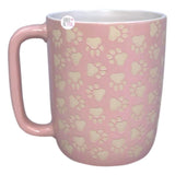Market Finds Debossed Ivory Paw Prints Pastel Pink Ceramic Coffee Mug