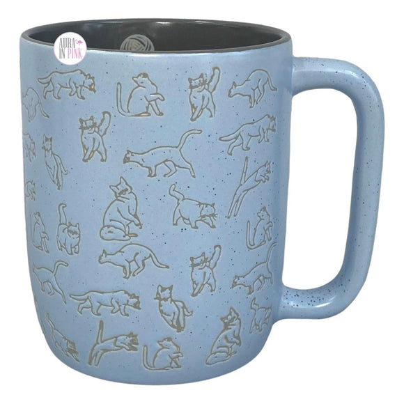 Market Finds Debossed Playful Cats Periwinkle Blue & Grey Ceramic Coffee Mug