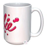 Mattel Licensed Barbie Pink Scripted Gel Splatter White Large Ceramic Coffee Mug