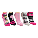 Mattel Licensed Barbie Women's 5-Pack Low Cut No Show Socks Set Shoe Size 4-10