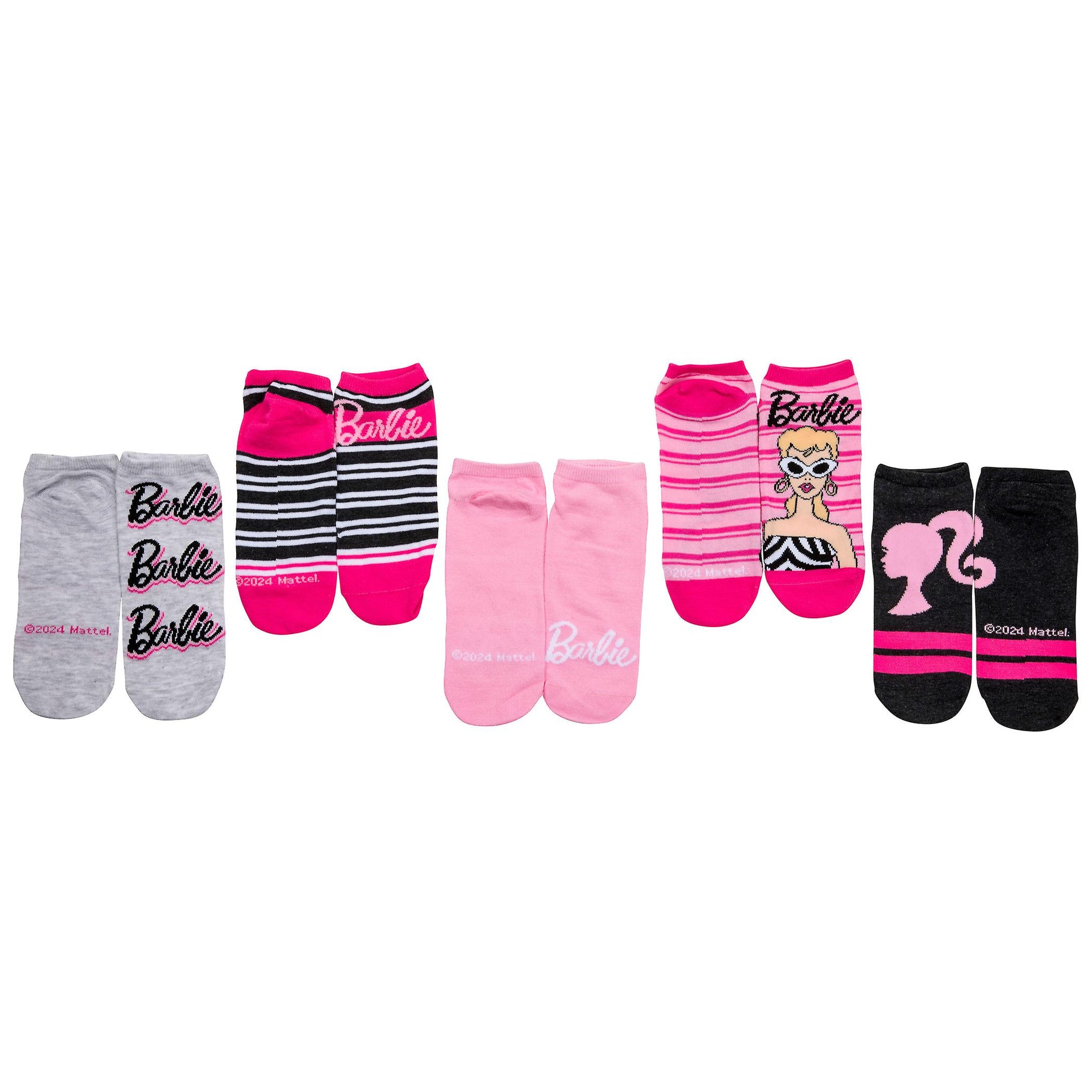 Mattel Licensed Barbie Women s 5 Pack Low Cut No Show Socks Set Shoe S Aura In Pink Inc