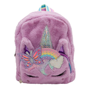 Miss Gwen's OMG Accessories Orchid Purple Unicorn Faux Fur Mini Backpack Bag