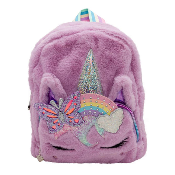 Miss Gwen's OMG Accessories Orchid Purple Unicorn Faux Fur Mini Backpack Bag