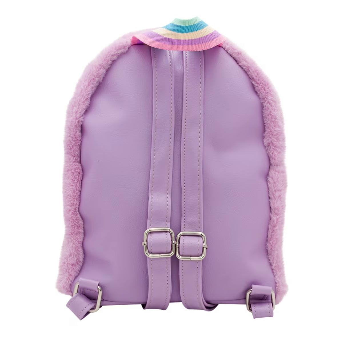 details of magical unicorn rainbow faux fur mini backpack Omg Accessories Kids' Miss Gwen Unicorn Plush Mini Backpack in Orchid NODIM
