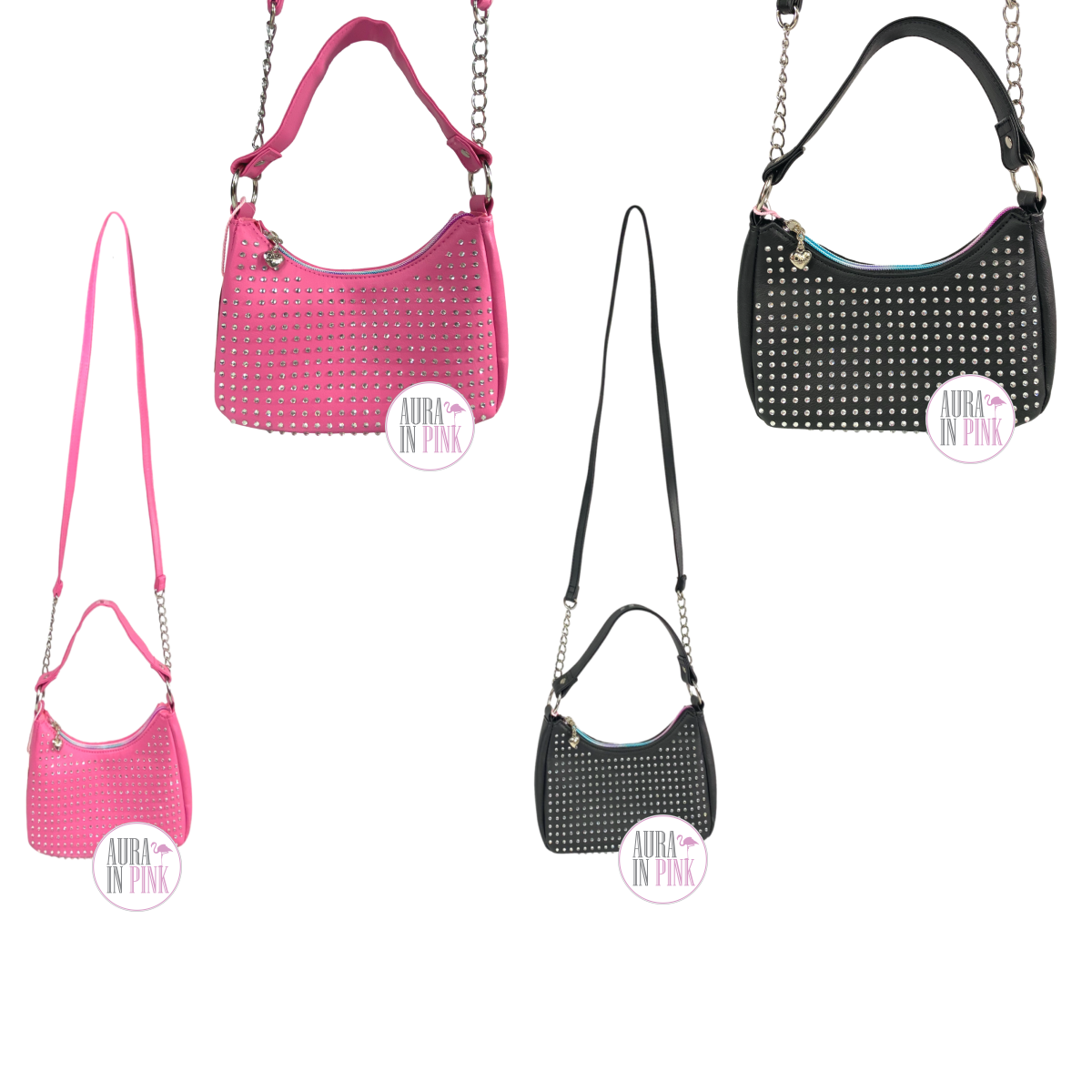 Miss Gwen's OMG Girls' Pink & Black Rhinestone Bling Handbag