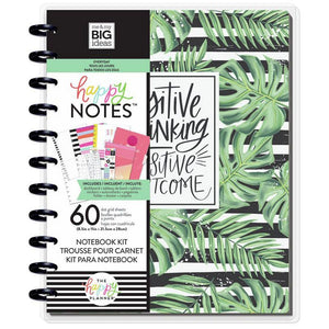 My Big Ideas Happy Notes Positive Thinking Positive Outcome Monstera BW Stripe Notebook Kit