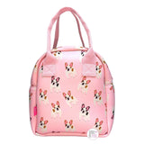 Mytagalongs Frenchie French Bulldogs Pink Neoprene Insulated Lunch Tote Bag