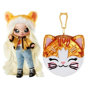 Na! Na! Na! Surprise Glam Series Tabitha Nekota Doll w/Pom Orange Tabby Cat Purse