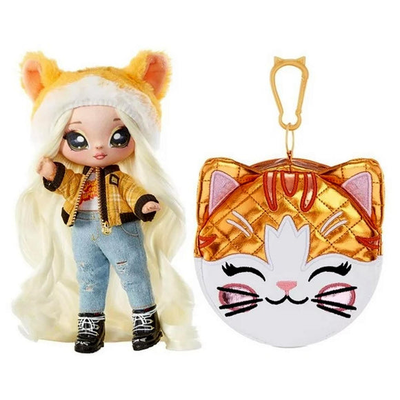 Na! Na! Na! Surprise Glam Series Tabitha Nekota Puppe mit Pom Orange Tabby Cat Handtasche