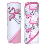Necessities By Tendertyme Tropical Pink Flamingos Hooded Baby Towels Set Of 2