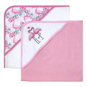 Necessities By Tendertyme Tropical Pink Flamingos Hooded Baby Towels Set Of 2