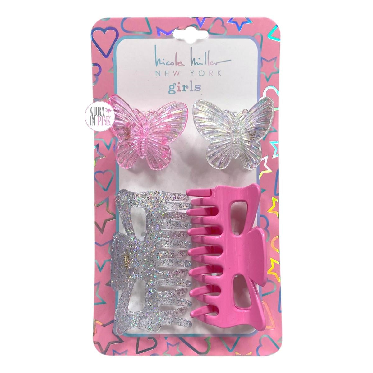 Vintage 1999 Seventeen Magazine Butterfly Glitter Hair Jaw Clips 4 Packs 81079-T Amazon.com : 18Pcs Rhinestone Butterfly Hair Clips for Teens  main image 3