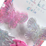 Nicole Miller New York Girls Pink & Iridescent Glitter Butterfly 4-Piece Hair Clips Set