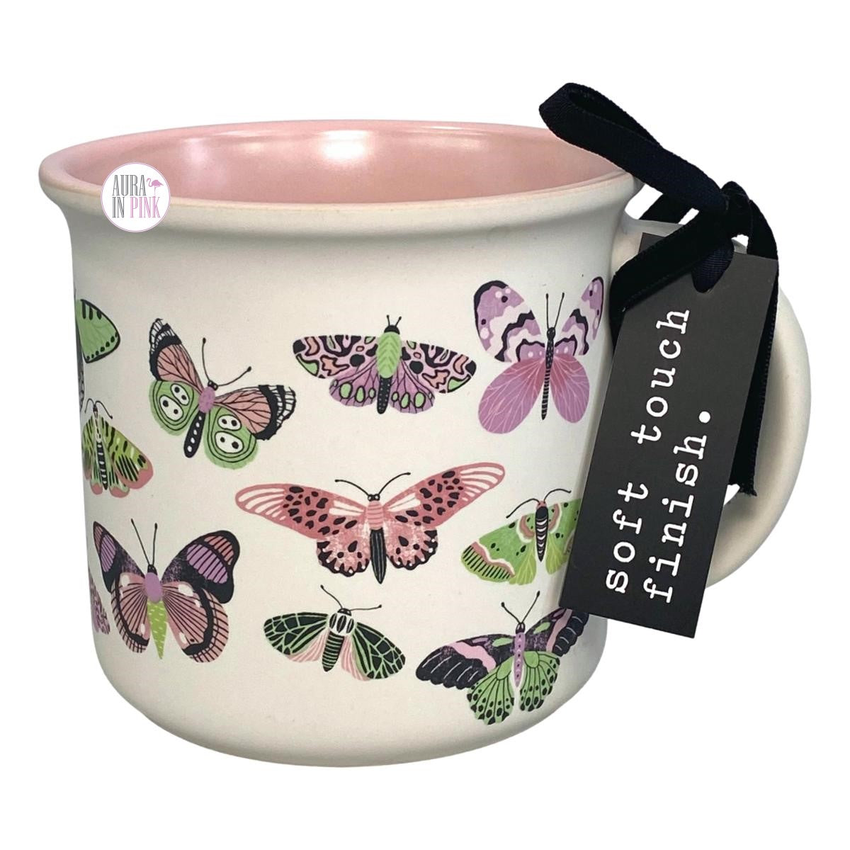 Nicole Miller New York Pastel Butterflies Smooth Touch Finish Ceramic Coffee Mug