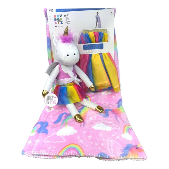 Novogratz Kids Unicorn Plush Friend & Throw Set w/Matching Child Sized Tutu