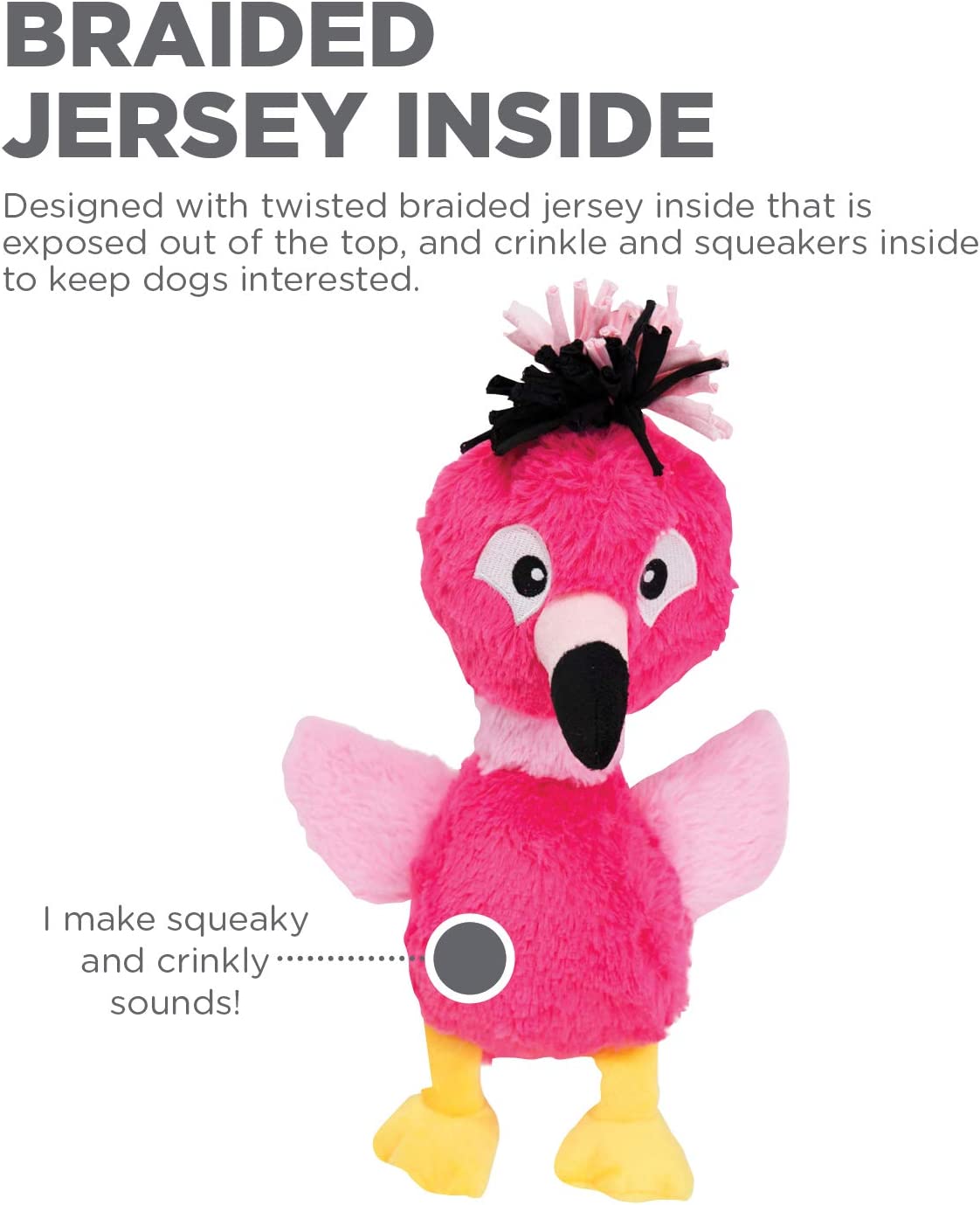 Outward Hound Braidy Budz Pink Flamingo Dog Toy