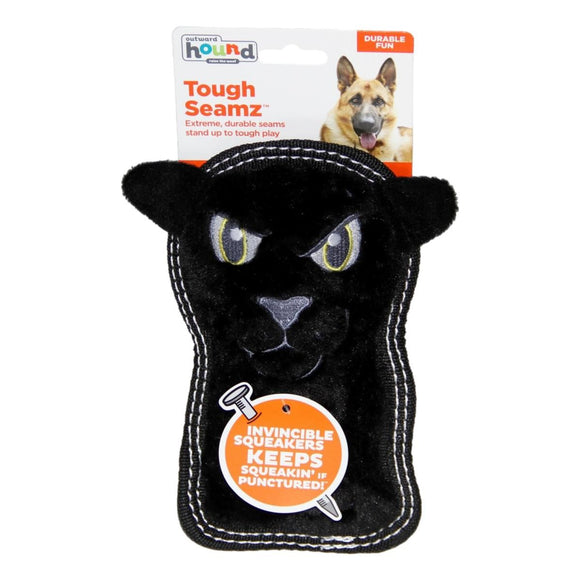 Outward Hound Tough Seamz Black Panther Invincible Squeaker Crinkle Plush Dog Toy