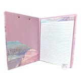 Paper Factory Stop Wishing Start Doing Watercolor Lilac Rose Gold Padfolio Clipboard w/Ruled Notepad