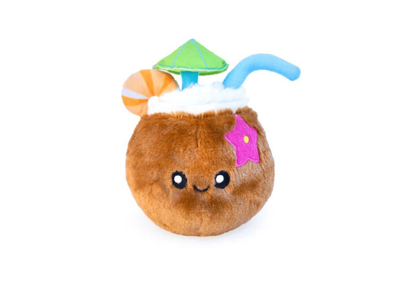 Patchwork Pet Pina Colada Coconut Snuggler Squeaky Plush Dog Toy