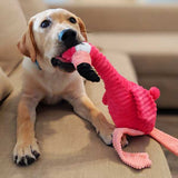 Patchwork Pet Pink Flamingo Snuggler Ribbed Dangler Squeaky Plush Dog Toy