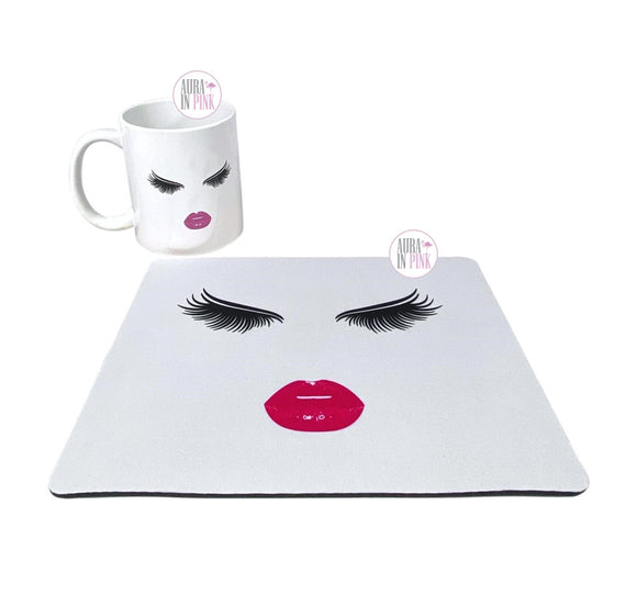 Perfect Solutions Shop Luscious Lashes & Lips Matching Mouse Pad & Mug Set