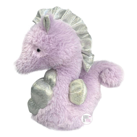 Pet Set Go Lilac & Holographic Silver Seahorse Squeaky Plush Dog Toy