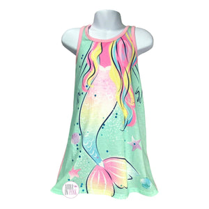 Petit Lem Sleep Girls' Aqua & Pink Mermaid Sequin Embellished Night Gown