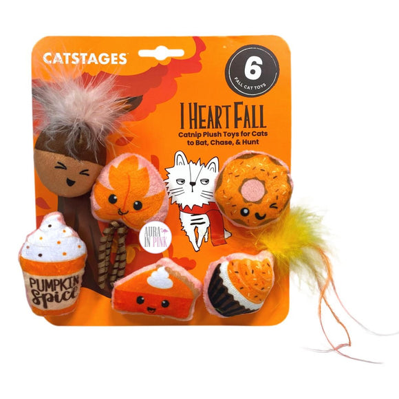 Petstages Catstages I Heart Fall Autumn Themed 6-Pc Catnip Plush Cat Toy Set
