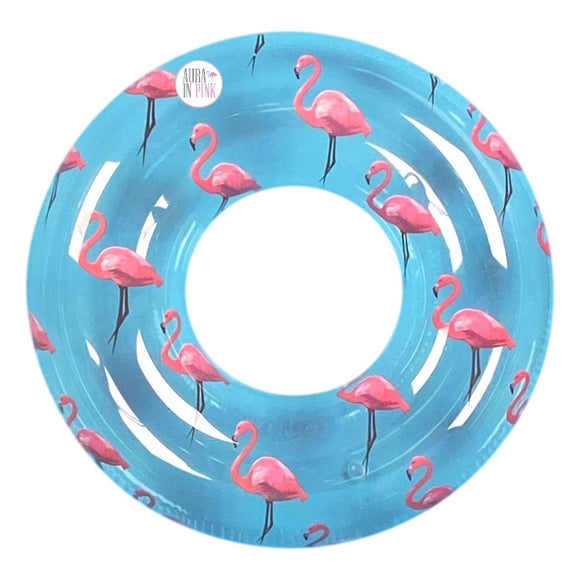Pink Flamingo Printed Clear Inflatable Jumbo Tube Pool Float