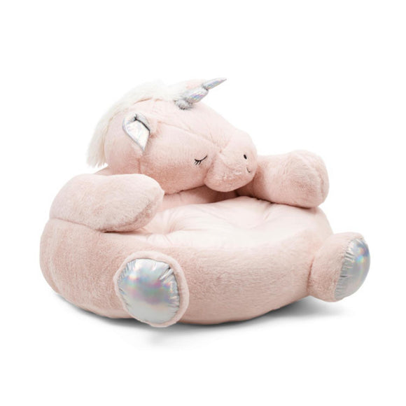 Pink Unicorn Faux Fur Plush Kids Cushion Chair