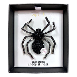 Piper K Creep It Real Black Crystal Bling Spider Brooch Pin