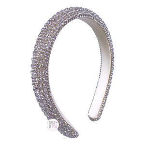 Piper K – Dickes Haarband mit funkelnden silbernen Strasssteinen und glitzernden Kristallen