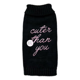Pup Crew Cuter Than You Black & Pink Dog Sweater Pet Outfit