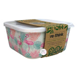 Re-Think Pink Flamingos & Tropical Foliage Nesting Bamboo Fiber Food Storage Containers 3-Piece Set