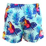 Ring Of Fire Blue Tropical Parrot Printed Men's Swim Trunk Shorts