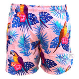 Ring Of Fire Crystal Pink Tropical Parrot Printed Men's Swim Trunk Shorts
