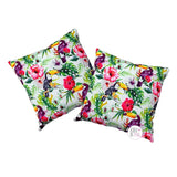Rodeo Home Tropical Palms Hibiscus & Toucans Indoor & Outdoor Decorative Pillows Cushions Set of 2