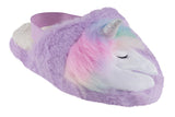 Capelli New York Rainbow Mane Elastic Back Faux Fur Plush Girls Unicorn Slippers