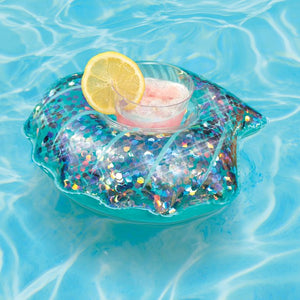 Giant Oyster Shell Pool Float With Glitter Pearl Beach Ball - Holds Up To 400 Lbs