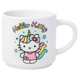 Hello Kitty by Sanrio Pastel Unicorn Fantasy Stars Stackable Ceramic Mugs w/Holder Set