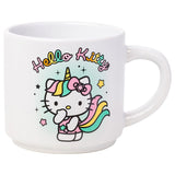 Hello Kitty by Sanrio Pastel Unicorn Fantasy Stars Stackable Ceramic Mugs w/Holder Set
